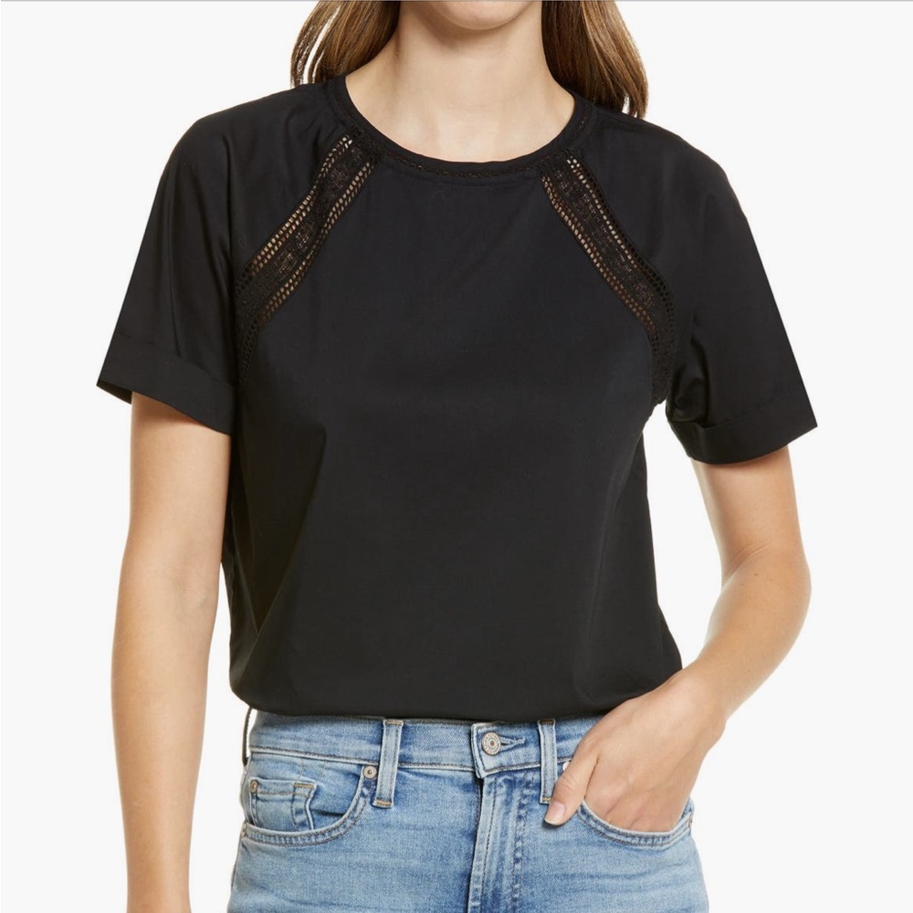 Halogen Black Lace Accent Tee